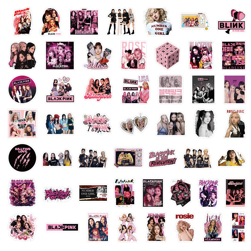 สติ๊กเกอร์ BLACKPINK 810 ชิ้น, Lisa Rosé Jennie Jisoo สติ๊กเกอร์โพลารอยด์สําหรับโทรศัพท์, ถ้วยและกระ