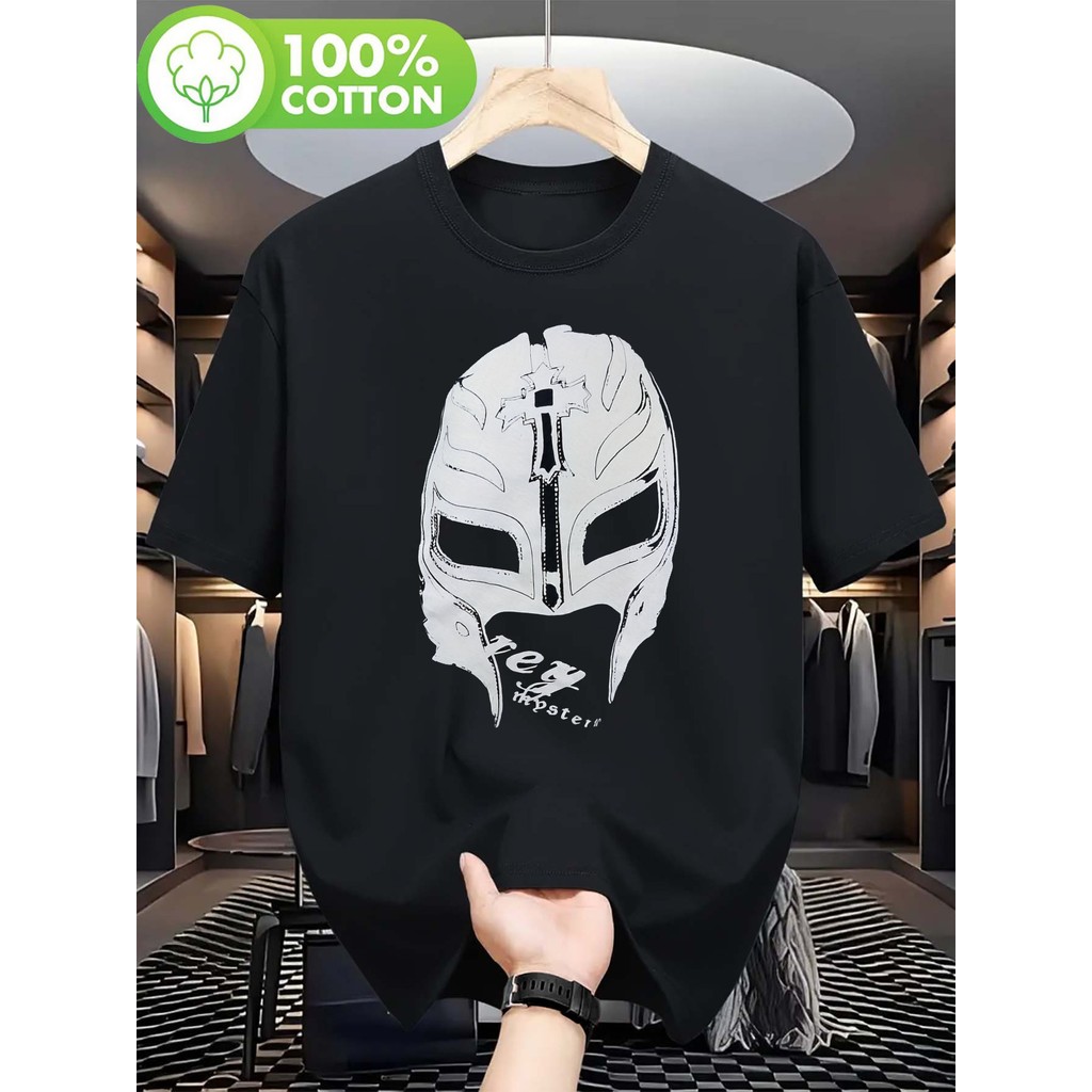 Rey Mysterio 619 Official Luchador Wrestling Mask T-Shirt - Signature White Mask Print & 619 Signatu