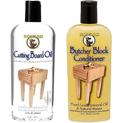 [Direct from JP] Howard Cutting Board Oil (12oz) & Conditioner (12oz) - Wood care products for cookw