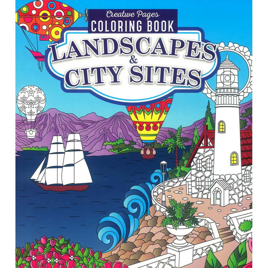 (BX) หนังสือระบายสี CREATIVE PAGES LANDSCAPES & CITY SITES