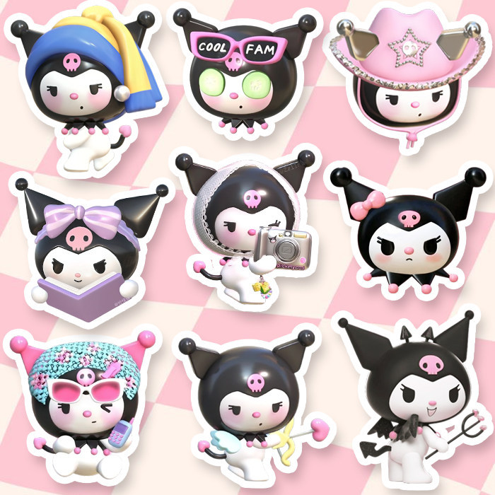 Sanrio Kuromi 3D Puffy สติ๊กเกอร์ - สติ๊กเกอร์กันน้ํา Y2K น่ารักสําหรับ Journaling & เคสโทรศัพท์