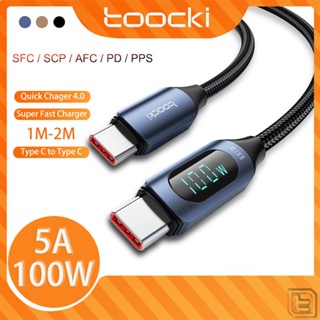 Toocki สายชาร์จดิจิทัล LED 100w 5A type c ชาร์จเร็ว usb type c สําหรับโทรศัพท์ Android