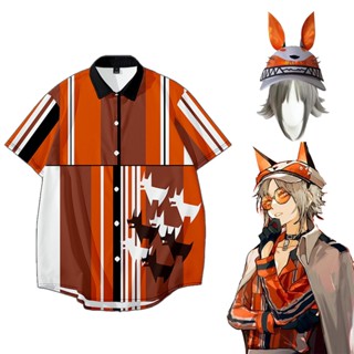 Youtuber Luxiem Mysta Rias เครื่องแต่งกายคอสเพลย์ เสื้อเชิ้ตคอปก แขนสั้น พลัสไซซ์ สําหรับผู้ชาย ผู้หญิง