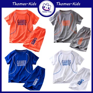 [THOMAS Kids] เสื้อยืดแขนสั้น ผ้าตาข่าย แห้งเร็ว สําหรับเด็กผู้ชาย อายุ 1-9 ปี 2 ชิ้น