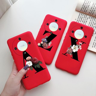 เคสโทรศัพท์ซิลิโคน TPU แบบนิ่ม ลายตัวอักษร Monogram Initial สําหรับ Honor X9A 5G 2023 X9A X 9a 5G