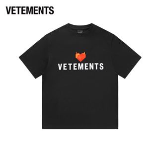 Vetements เสื้อยืดแขนสั้นลําลอง ผ้าฝ้าย ทรงหลวม พิมพ์ลายหัวใจ สําหรับผู้ชาย และผู้หญิง