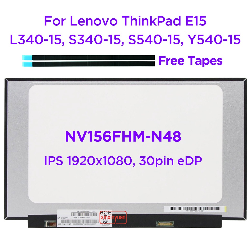 15.6 แล็ปท็อปหน้าจอ LCD NV156FHM-N48 Fit LP156WF9-SPK1 LM156LFAL01 สําหรับ ThinkPad S540-15 S340-15 