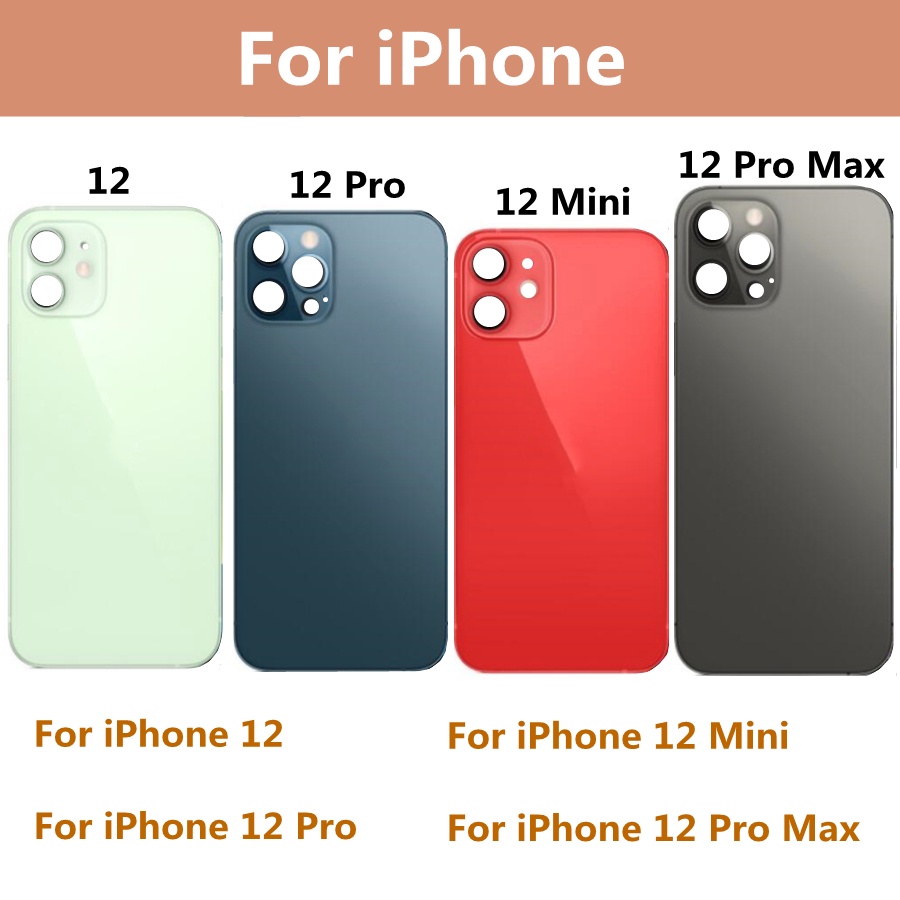 ฝาครอบแบตเตอรี่กระจกด้านหลัง แบบเปลี่ยน สําหรับ iPhone 12 12 Pro Max Mini