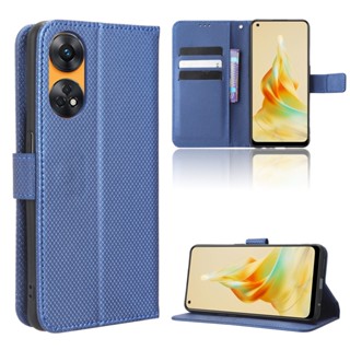 OPPO Reno8 T 4G เคส Phone Holder Stand Case OPPO Reno 8T 4G เคสฝาพับ Wallet PU Leather Back Cover