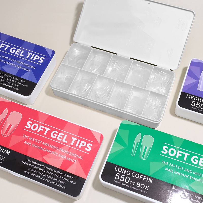 550 ชิ้น Matte เล็บปลอมเคล็ดลับ Frosted ปลอมโลงศพอัลมอนด์รูปไข่สแควร์ Soft Gel เคล็ดลับอะคริลิคเล็บเทียม - รูปที่ 7