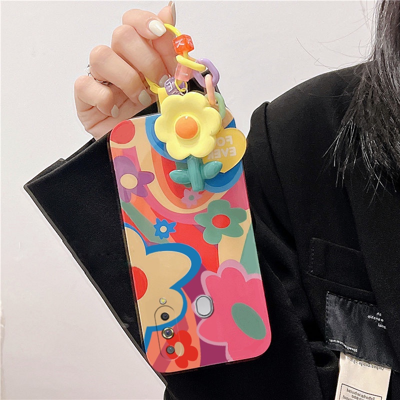 พร้อมสต็อกเหมาะสําหรับSamsung A8Sเคสโทรศัพท์หญิงทาสีภาพวาดสีน้ํามันดอกไม้Ins Shock-resistant Galaxy 