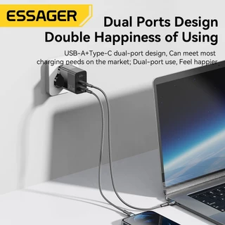 Essager Gan 33w A+C ชาร์จเร็ว Type c ที่ชาร์จรองรับ PPS PD QC3.0 usb travel charger เข้ากันได้กับโทรศัพท์มือถือ IP SAMSUNG