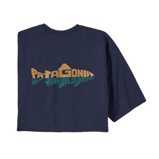 เสื้อยืดแขนสั้นลําลอง คอกลม พิมพ์ลายโลโก้ปลาบิน Patagonia Cla ic สําหรับผู้ชาย