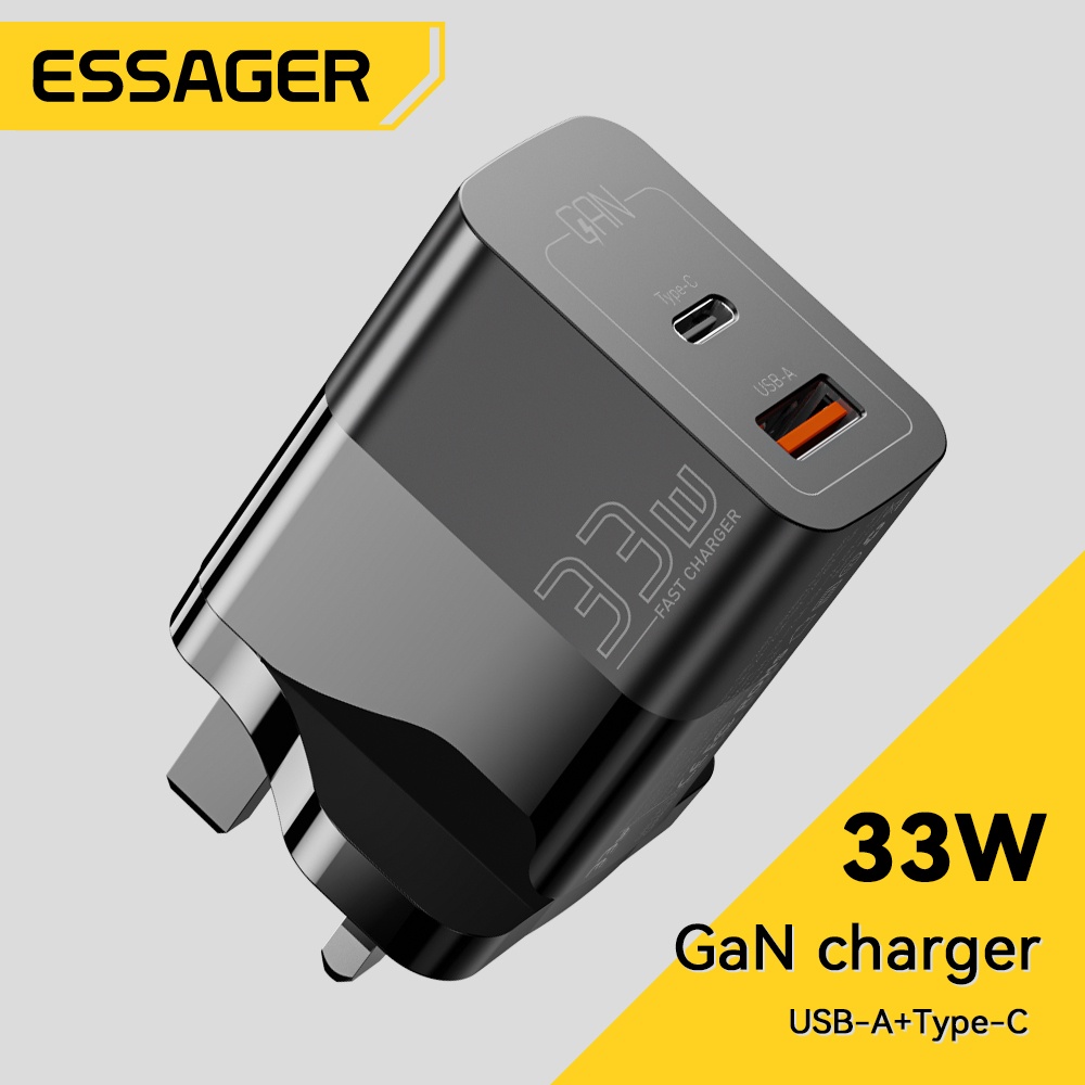 Essager Gan 33w A+c อุปกรณ์ชาร์จเร็ว Type c รองรับ PPS PD QC3.0 usb สําหรับโทรศัพท์มือถือ IP SAMSUNG