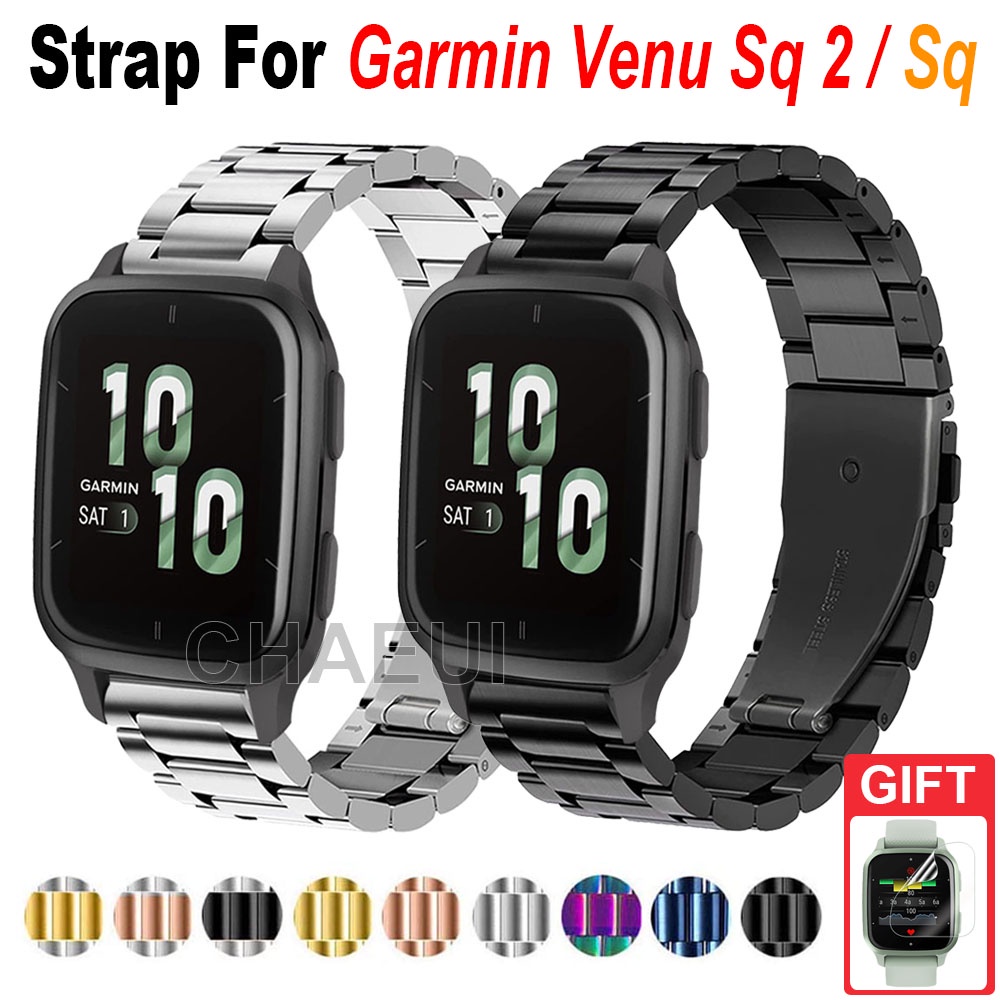 สายนาฬิกาข้อมือ สเตนเลส โลหะ แบบเปลี่ยน สําหรับ Garmin Venu Sq / Sq 2 Music