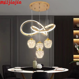 Meijiajia โคมไฟระย้า LED คริสตัล สไตล์โมเดิร์น เรียบง่าย สําหรับตกแต่งห้องนอน ห้องนั่งเล่น