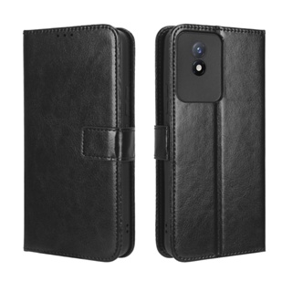 Vivo Y02 เคส Leather Case เคสโทรศัพท์ Stand Wallet Vivo Y02 VivoY02 เคสมือถือ Cover