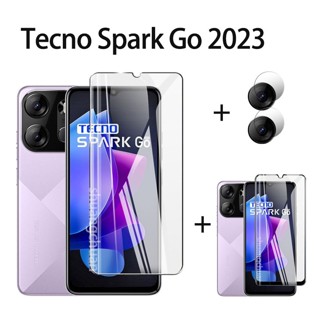 Tecno spark go 2023 ฟิล์มกระจกใส Tecno Pop 7 Pro กระจกนิรภัยกันรอยหน้าจอ + ฟิล์มกันรอยเลนส์กล้อง 3in1