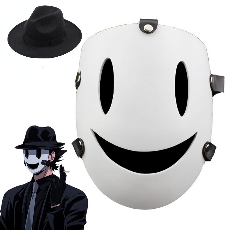 คอสเพลย์อะนิเมะ High Rise Invasion Sniper Mask Man ฮาโลวีนหน้ากากสีขาว Angels Smile