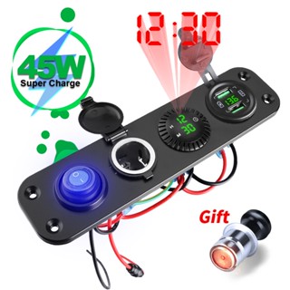 ⭐พร้อมส่ง⭐อะแดปเตอร์ซ็อกเก็ตชาร์จ โวลต์มิเตอร์ 45W พอร์ต USB…