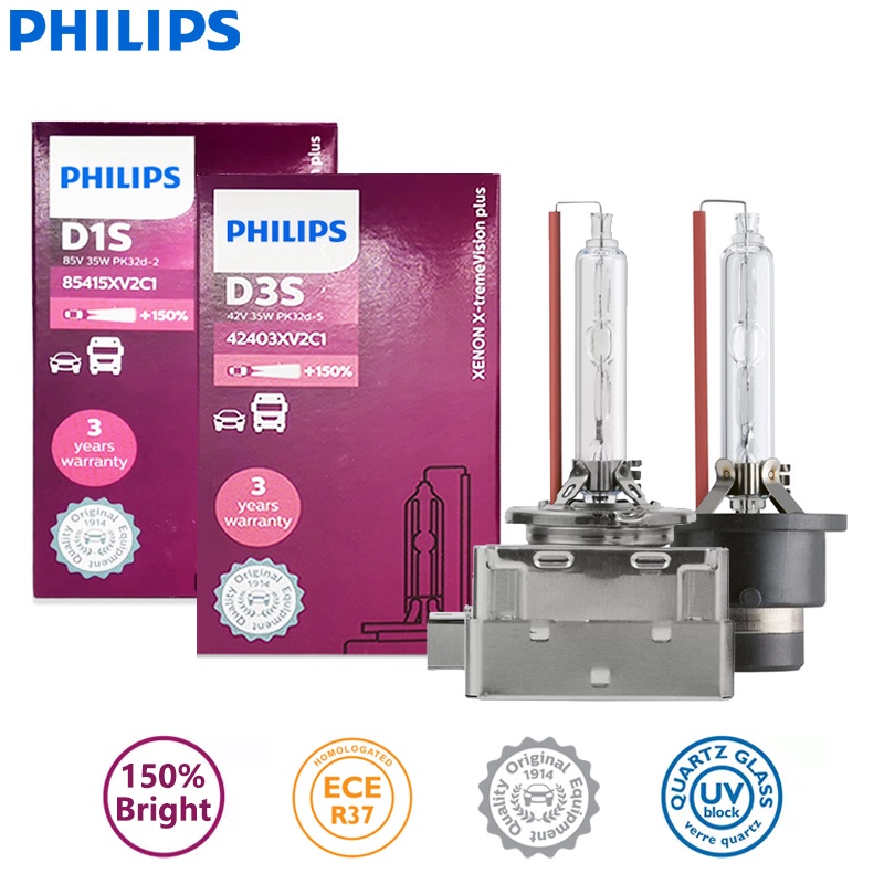 Philips XENON D1S D2S D3S X-treme Vision Plus Gen2 4800K +150% Bright White HID รถโคมไฟเยอรมนี Auto 