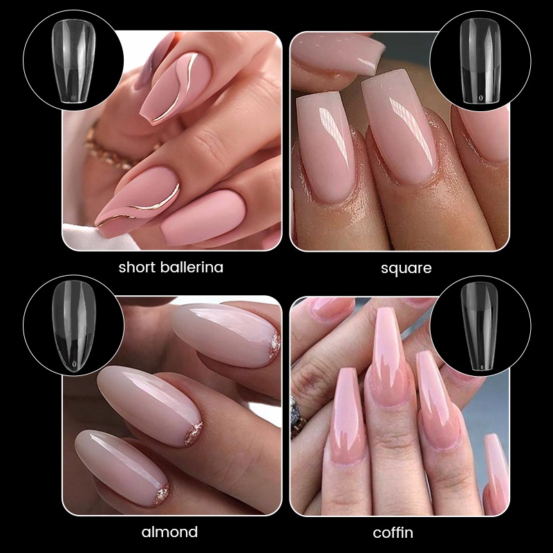 550 ชิ้น Matte เล็บปลอมเคล็ดลับ Frosted ปลอมโลงศพอัลมอนด์รูปไข่สแควร์ Soft Gel เคล็ดลับอะคริลิคเล็บเทียม - รูปที่ 5