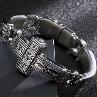 Chrome Hearts สร้อยข้อมือ เหล็กไทเทเนียม จี้รูปหัวใจ สีโครม สไตล์พังก์ เรโทร สําหรับผู้ชาย และผู้หญิง