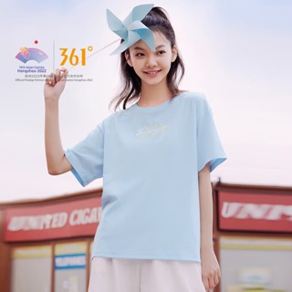 เสื้อยืดคอกลม แขนสั้น ผ้าฝ้าย พิมพ์ลาย 361 องศา ระบายอากาศ สีขาว สไตล์สปอร์ต สําหรับผู้หญิง 662324106