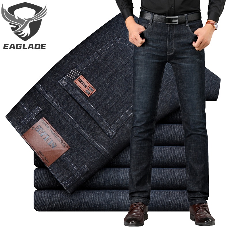 Eaglade กางเกงยีนส์ขายาว สําหรับผู้ชาย สีดํา TH8853