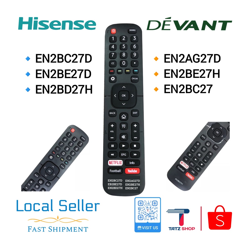 6in 1 Devant Hisense สมาร์ททีวีรีโมทคอนโทรล EN2BD27H EN2BC27 EN2BC27D สําหรับ Hisense LCD TV Remote