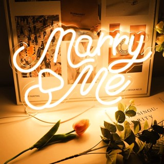 ป้ายไฟนีออน Led อะคริลิค ลายตัวอักษร Marry Me สีวอร์มไวท์ พอร์ต USB สําหรับตกแต่งผนัง ปาร์ตี้ วันครบรอบ งานแต่งงาน งานพรอม