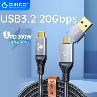 Orico 2 in 1 สายชาร์จ USB C PD100W USB3.2 Gen 2 40Gbps HD 4K@60Hz พร้อม E-mark สําหรับแล็ปท็อป MacBook