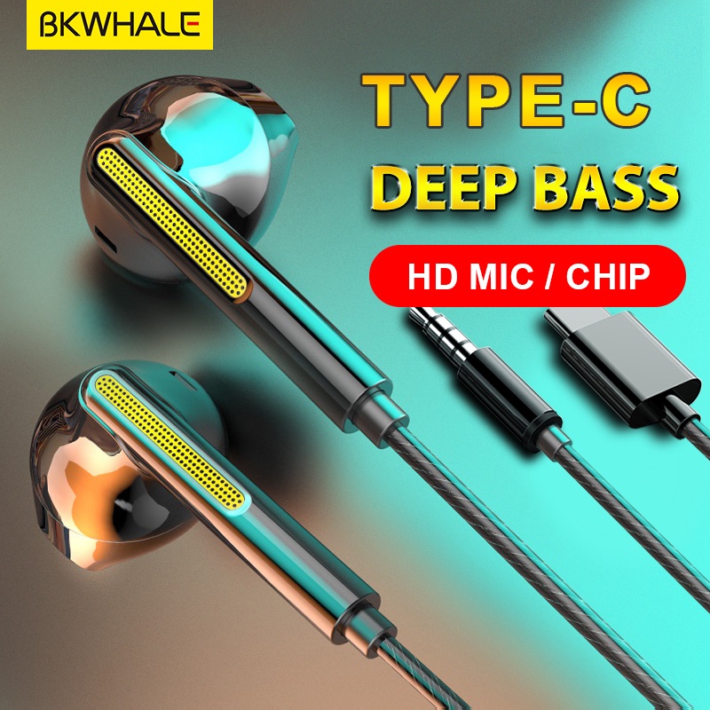 Bkwhale ชุดหูฟังอินเอียร์ 3.5 มม. Type-C TP22 DAC พร้อมไมโครโฟน สําหรับ Samsung Xiaomi
