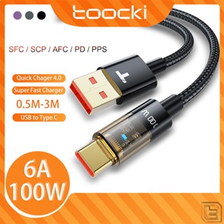 Toocki cord 100W ชาร์จเร็วพิเศษ 6A usb-type c สายชาร์จไฟ usb-type c สําหรับโทรศัพท์ android