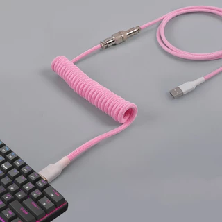Custom Make Single Sleeved Pet Mechanical Keyboard Coiled USB To Type C Mini Micro Spiral Cable สีสัน Gx12 ซ็อกเก็ตการบิน