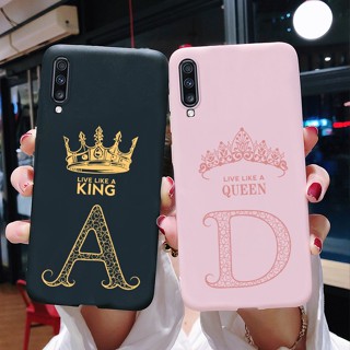 เคส Samsung Galaxy A70 แฟชั่น คู่รัก King Queen ตัวอักษร TPU ซิลิโคนนุ่ม เคสด้านหลัง Samsung A70 A705