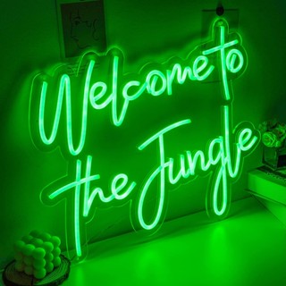 ป้ายไฟนีออน Welcome To The Jungle สีเขียวนีออน สําหรับตกแต่งผนัง สวน ปาร์ตี้ เจ้าสาว