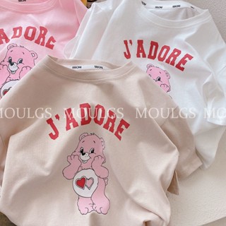 พร้อมส่ง ขายดี เสื้อยืดแขนสั้น ผ้าฝ้ายแท้ ลายการ์ตูนหมีน่ารัก สไตล์เกาหลี ญี่ปุ่น แฟชั่นฤดูร้อน สําหรับเด็กผู้หญิง 2023