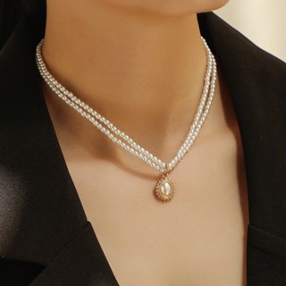 Fashion Double Layer Pearl Pendant Necklace Womens Simple Pearl Necklace Temperament Premium Jewelry Wedding Gift