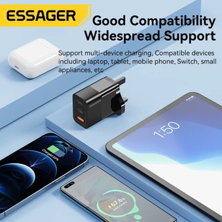 Essager Gan 33w A+C ชาร์จเร็ว Type c ที่ชาร์จรองรับ PPS PD QC3.0 usb travel charger เข้ากันได้กับโทรศัพท์มือถือ IP SAMSUNG