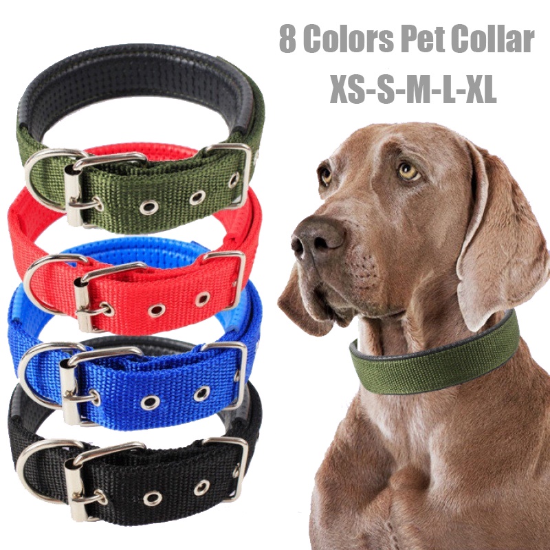 ปลอกคอไนล่อน หัวเข็มขัดปรับได้ 4 สี สําหรับสัตว์เลี้ยง สุนัข ไซซ์ s - xl