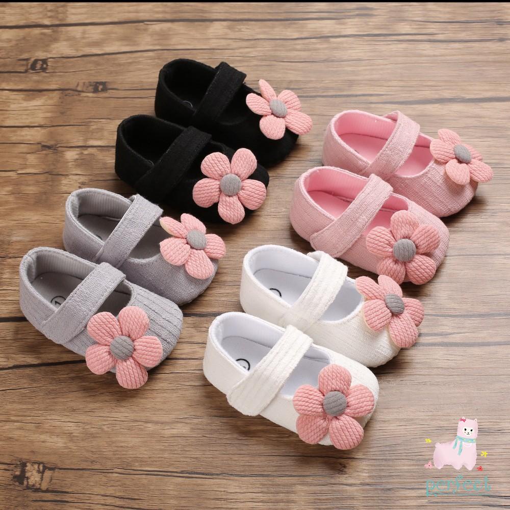 ♕ Babyme ღ รองเท้าผ้าใบลําลอง กันลื่น ลายดอกไม้ สําหรับเด็กทารกแรกเกิดผู้หญิง 0-18 เดือน