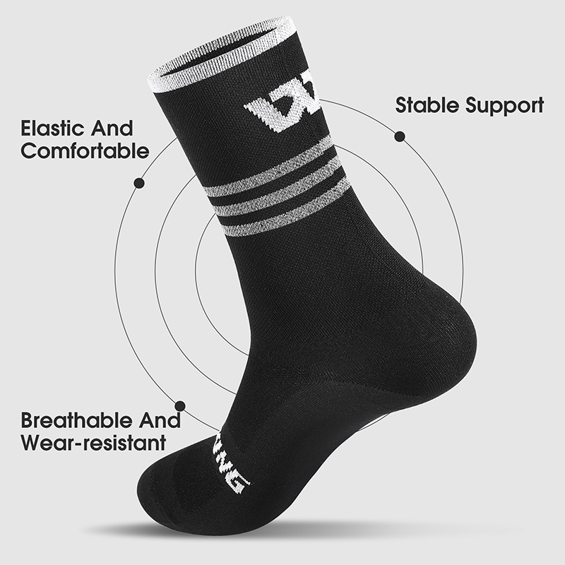 WEST BIKING Aero ถุงเท้ากีฬา ฟุตบอล กันลื่น สะท้อนแสง ลายทาง สําหรับขี่จักรยาน MTB — صورة 4