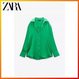 Zara ใหม่ เสื้อเชิ้ต ผ้าซาติน ผ้าไหม หลากสี สไตล์คลาสสิก สําหรับผู้หญิง