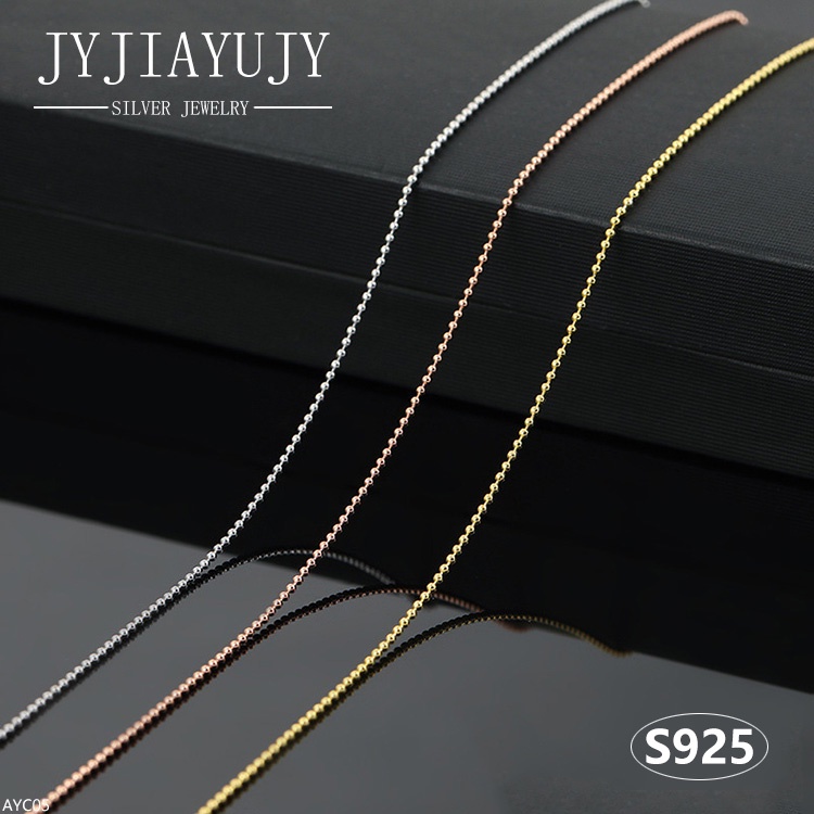 JYJIAYUJY 100% เงินสเตอร์ลิง S925 สร้อยคอ Hypoallergenic 1 มม.ลูกปัดรูปร่างเกาหลีแฟชั่นสไตล์ Casual 