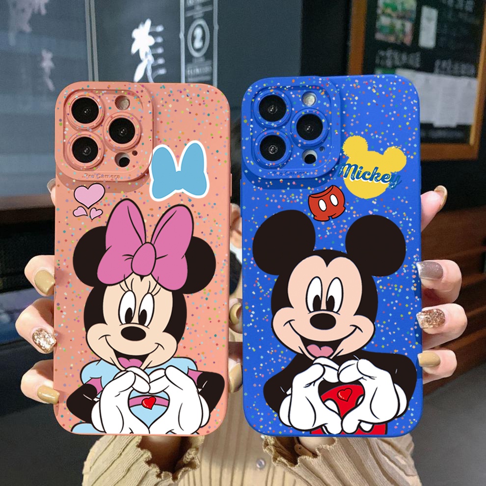 สําหรับ Xiaomi Redmi หมายเหตุ 13 4G 12 12S 13C Pro 5G 9S 9A 12C Mickey Minnie Love Heart Sign Square