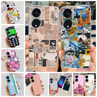 เคสโทรศัพท์มือถือ ซิลิโคนนิ่ม แบบใส ลายเพ้นท์ หรูหรา สําหรับ OPPO Reno 8T 4G 2023 Reno8 T 8Z 7Z 5G Reno8T CPH2481 CPH2505