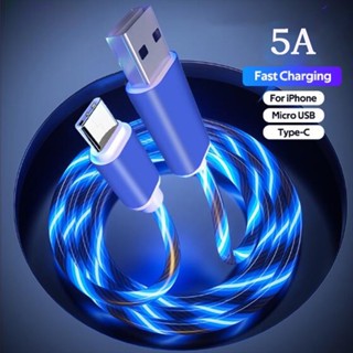 3a สายชาร์จ Micro USB Type C ไฟ LED ชาร์จเร็ว สําหรับ iPhone11 12 13ProMax XSMAX XR 7 8 Android Phon