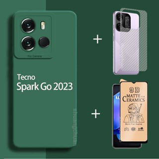 3in1 Tecno spark go 2023 เคส และฟิล์มกันรอยหน้าจอ Angel eyes เคสโทรศัพท์มือถือฝ้า สี + ฟิล์มเซรามิคนิ่ม + ฟิล์มด้านหลัง