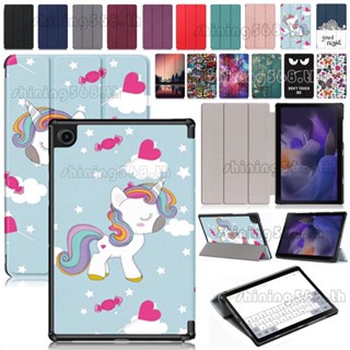 Coloured Drawing Flip Case Samsung Galaxy Tab A8 10.5 Inch 2021 SM-X200 X205 Ultra-thin Shockproof Fold Stand Tablet Cover